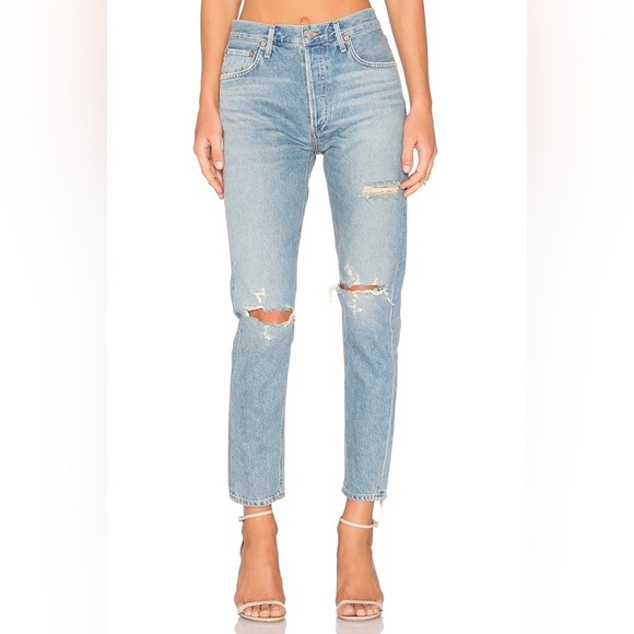 Agolde Jamie High Rise Button Fly Classic Distressed Jeans Dakota Size 25 - Picture 1 of 15